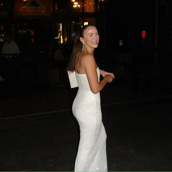 Meshki White Strapless Beaded Maxi Dress - Picture 3 of 3